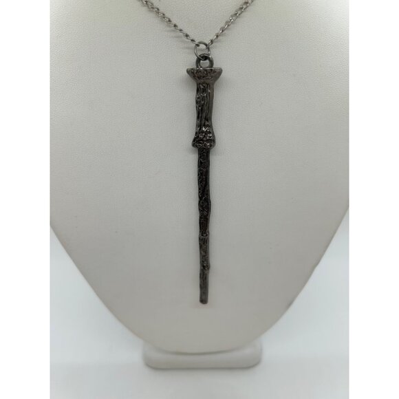 Magic Wand Necklace Fantasy Wizard Witch Warlock Magician Silver Chain - Picture 2 of 12